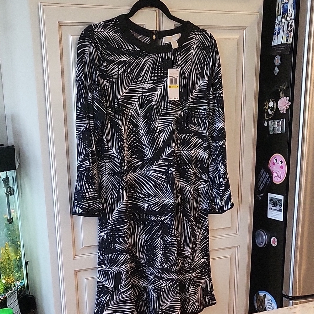 Michael Kors black and White Bell Sleeve Dress NWT